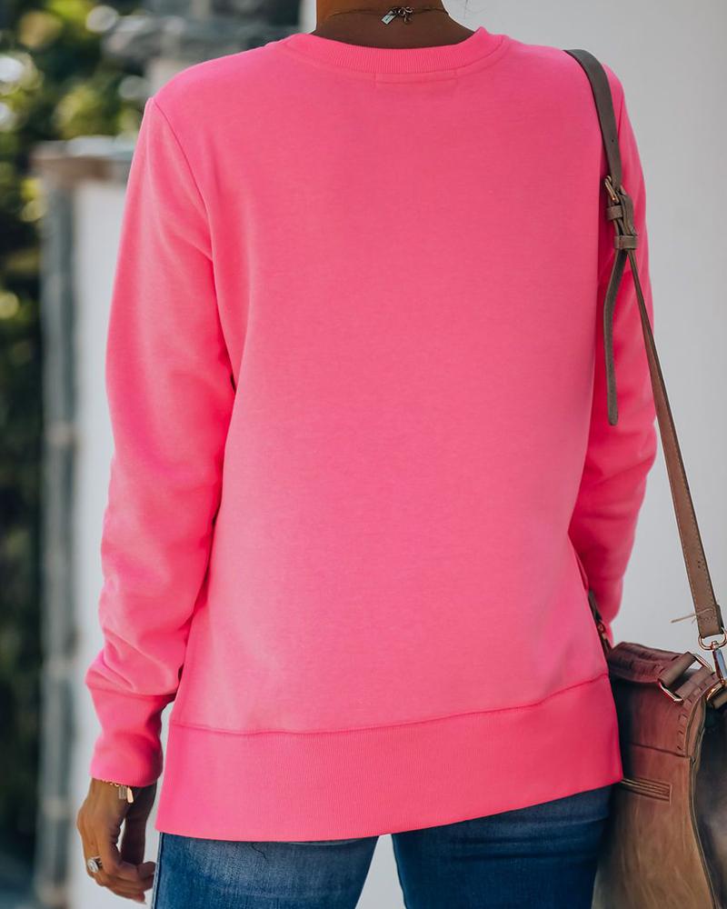 Solid Color Long Sleeve Sweatshirt