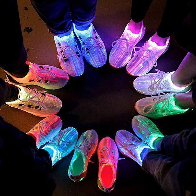 Outlet26 Fiber Optic Light Up Shoes for Boy Girls Rechargable - kids White