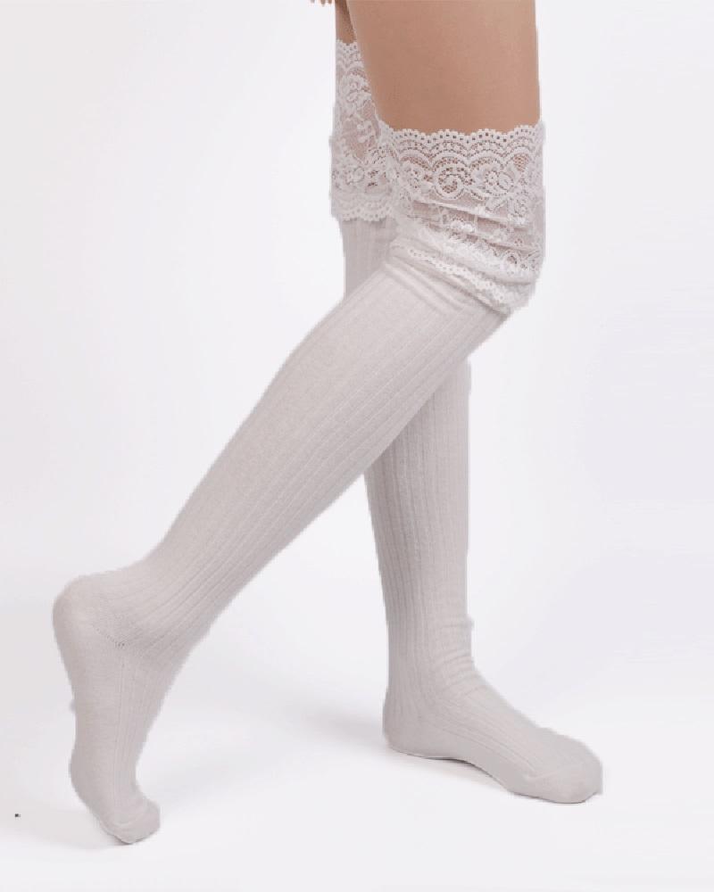 Lace Trim Over The Knee Socks