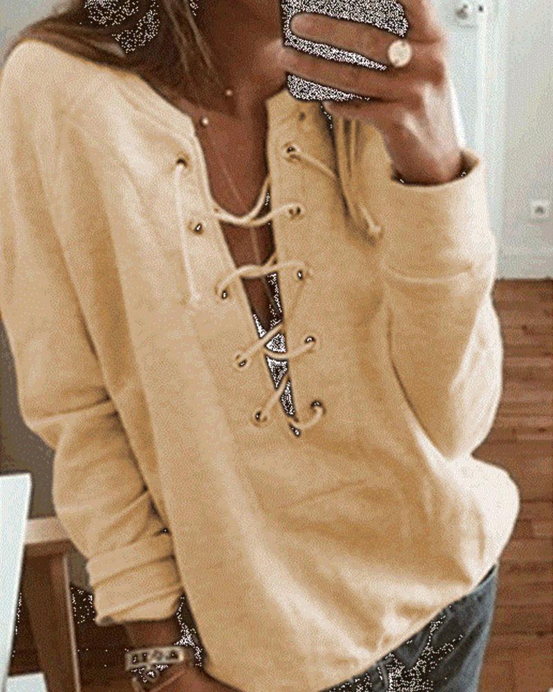 Open Front Lace Up Top