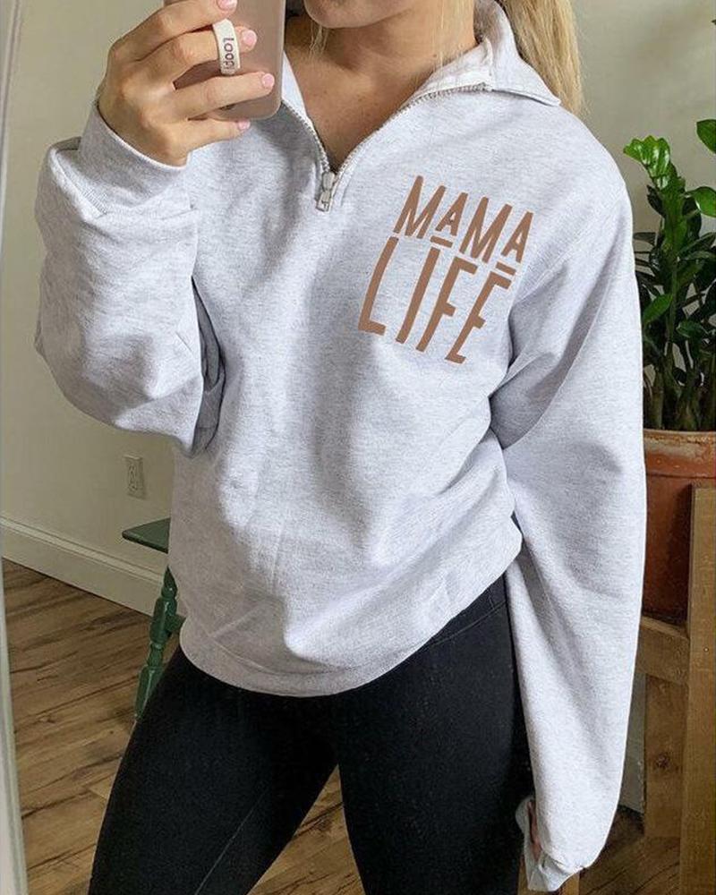 Mama Life Zip Neck Sweatshirt