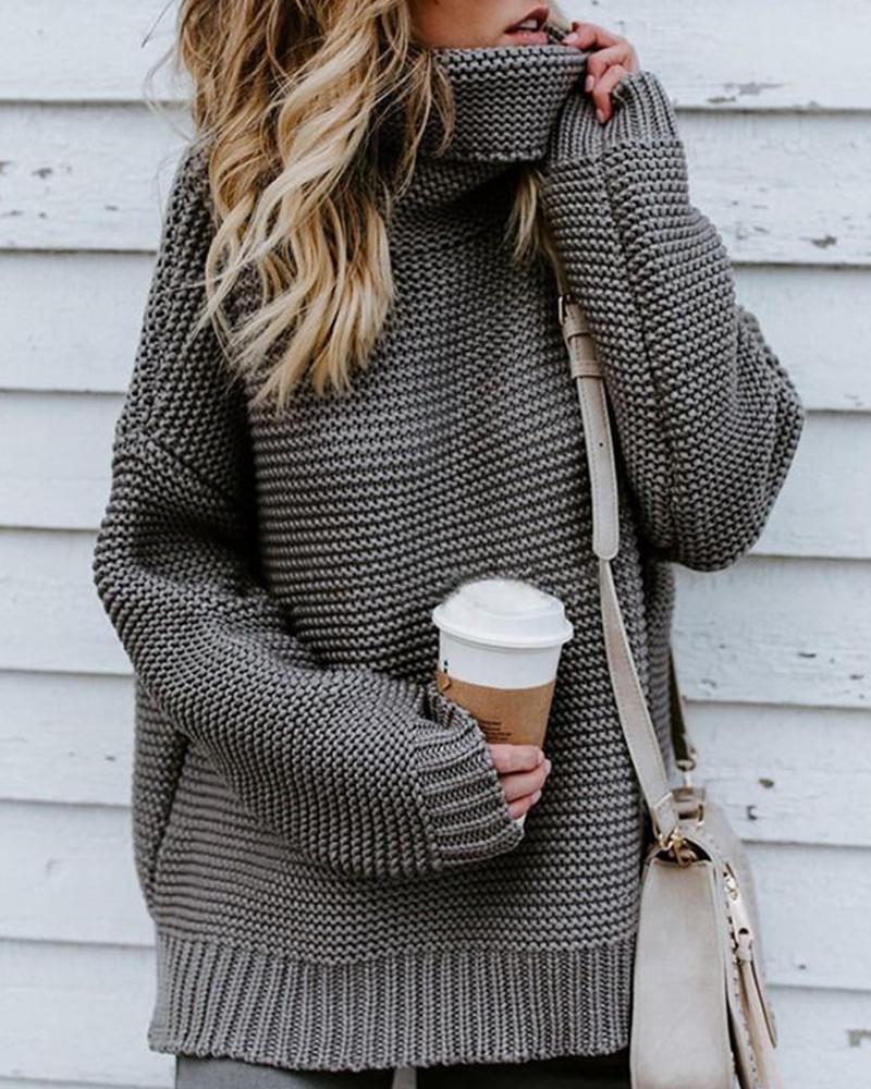 High Neck Loose Knit Sweater