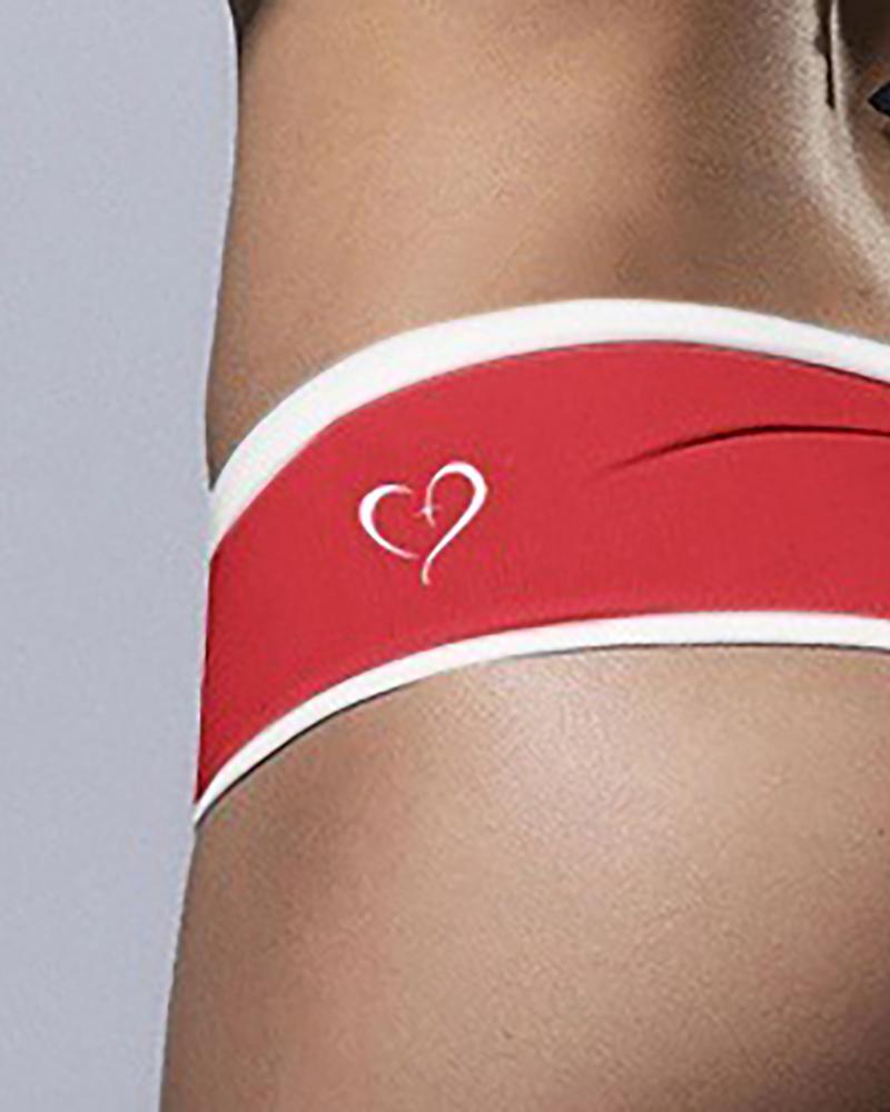 Heart Print Contrast Binding Ruched Panty