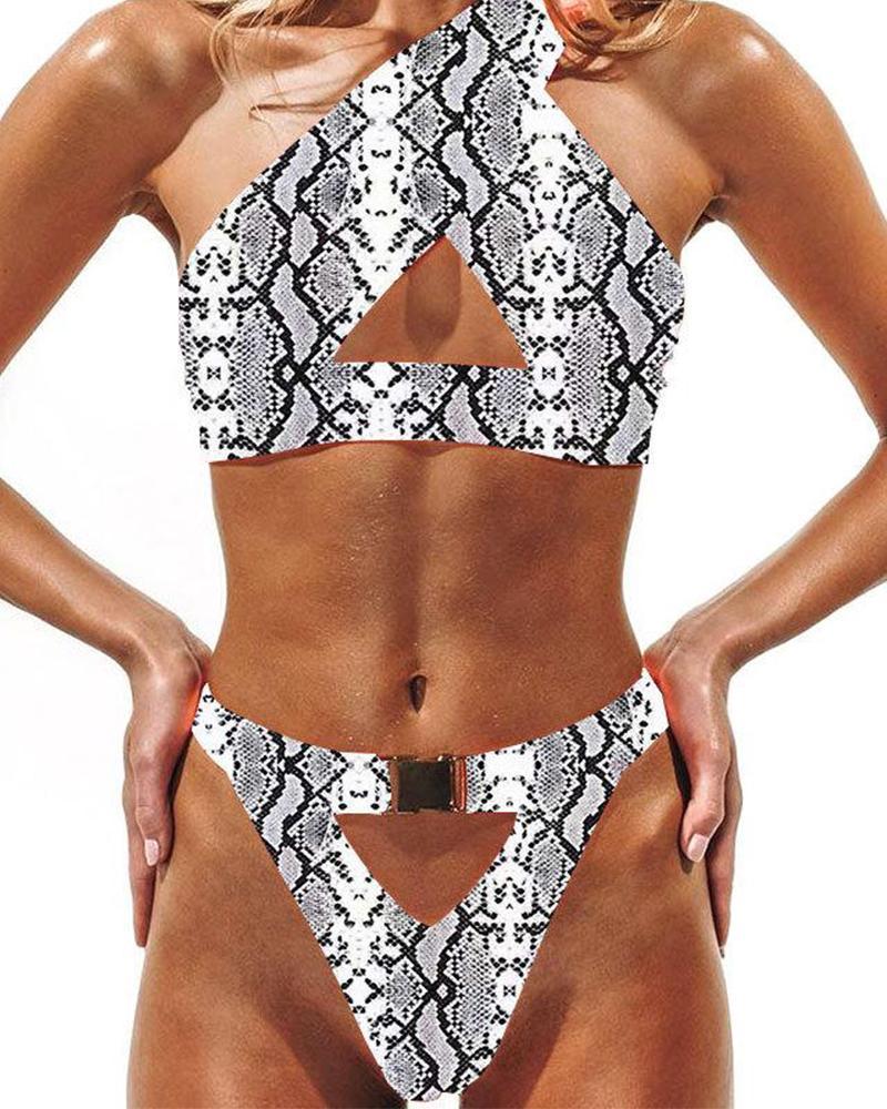 One Shoulder Cut Out Bikini Set
