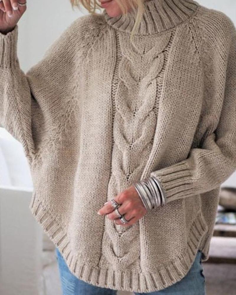 High Neck Dolman Sleeve Sweater