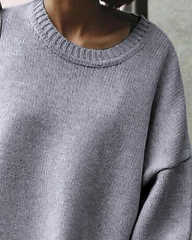 Outlet26 Round Neck Loose Fit Sweater gray