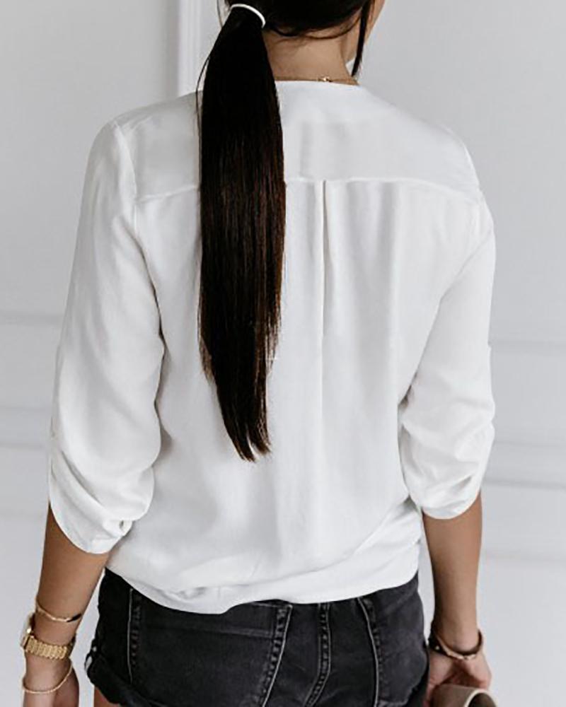 Hollow Out Lace White Blouse