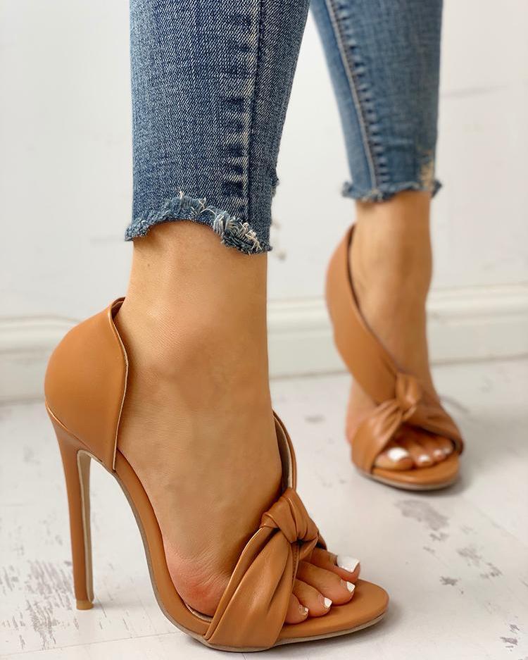 Twist Detail Cut Out Thin Heeled Sandals