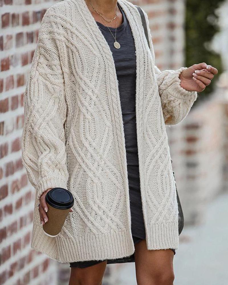 Solid Longline Open Front Cardigan