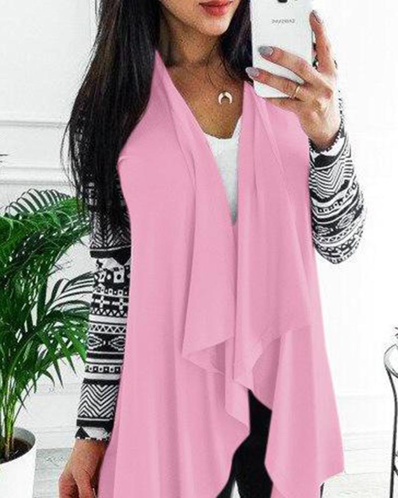 Solid Open Front Drape Cardigan