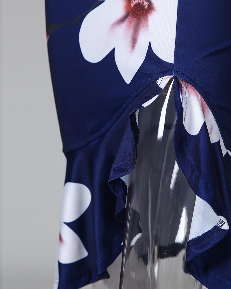 Floral Print Sleeveless Casual Slit Dress