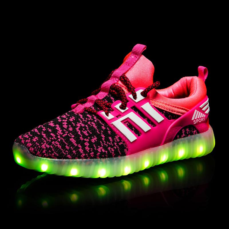 Outlet26 Breathable LED Light Up Flashing Sneakers - kids Pink