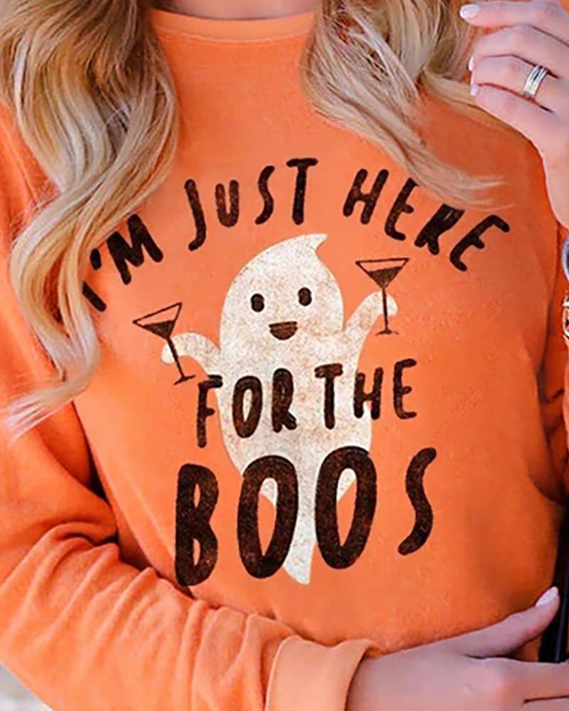 Halloween Letter Print Casual Sweatshirt