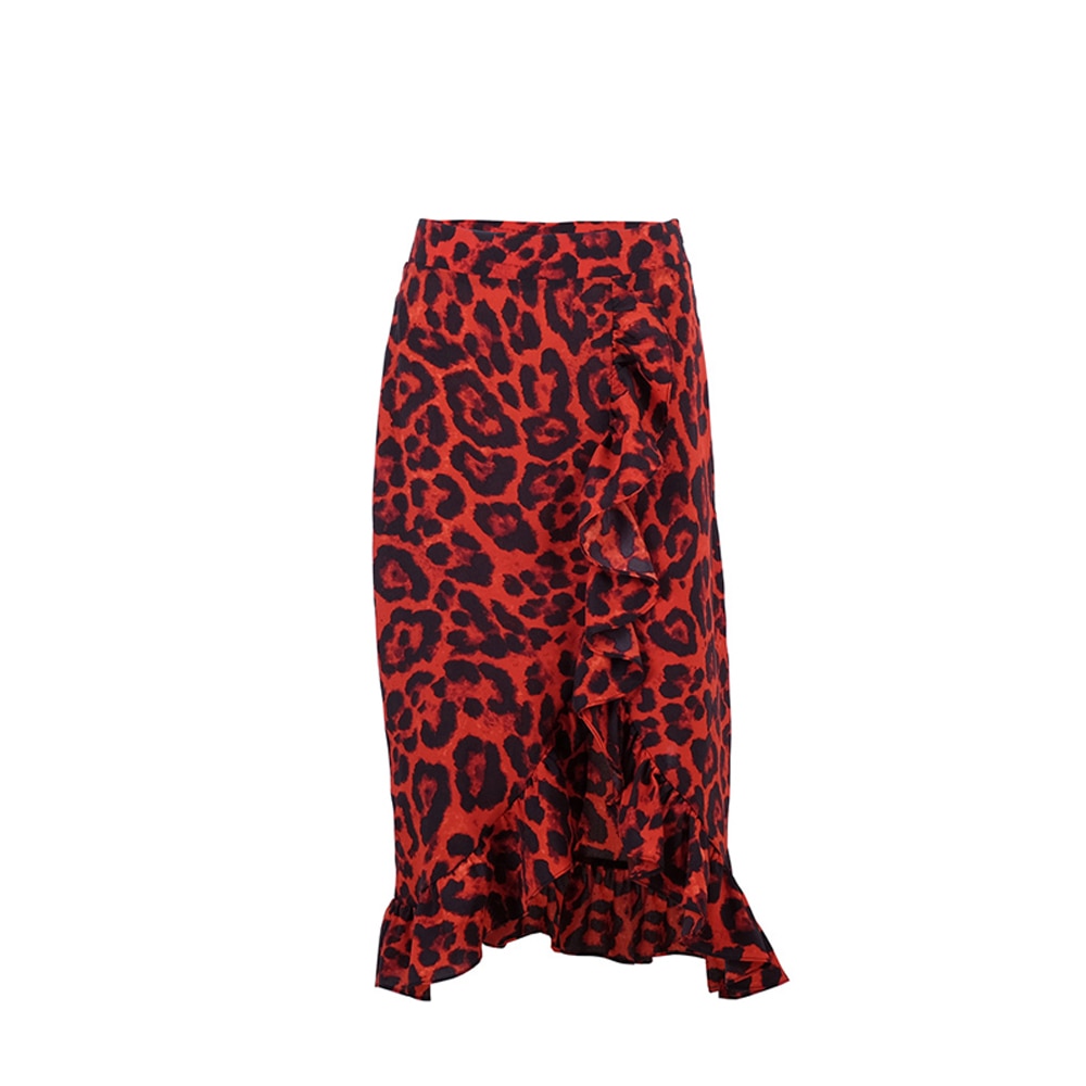 Leopard High Waist Midi Skirt