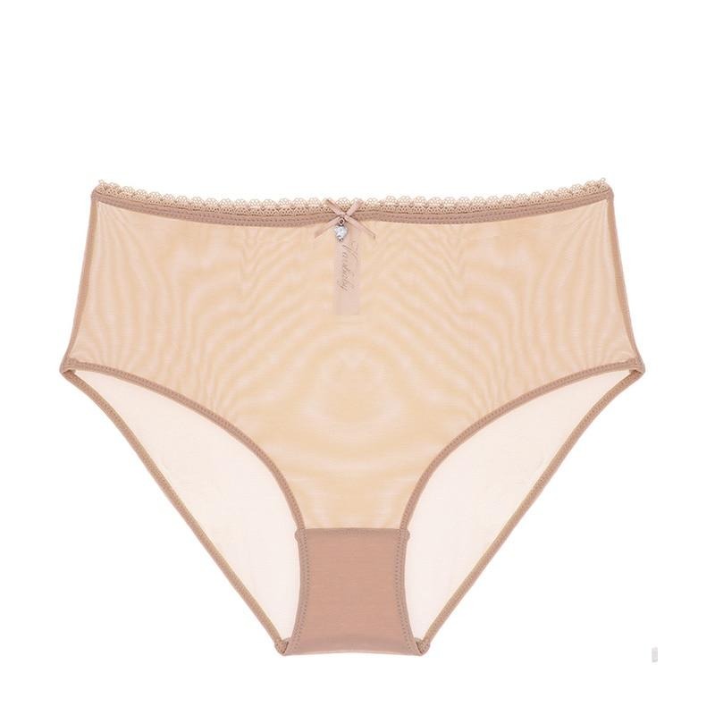 sexy yarn briefs transparent underwear S-XXL high-waist black and beige panties