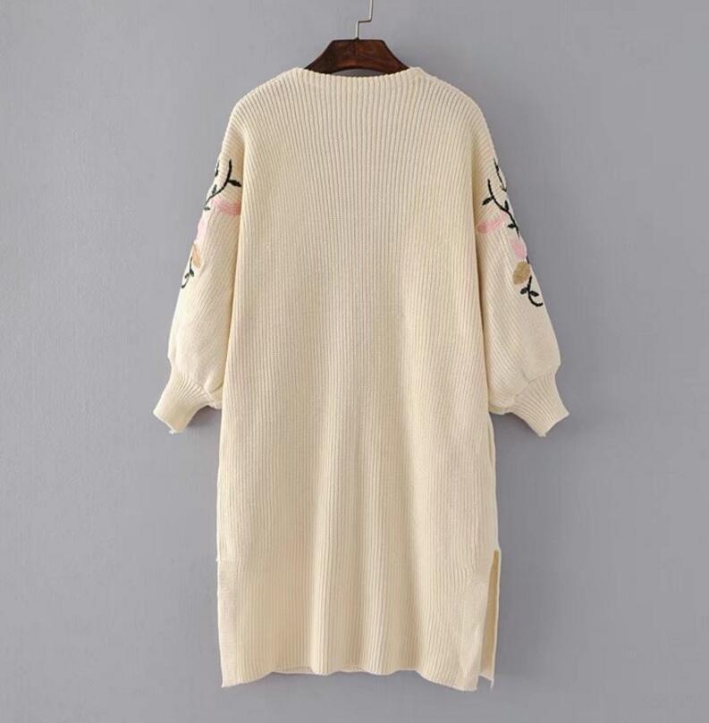 Oversized Embroidered Knitted Long Cardigan