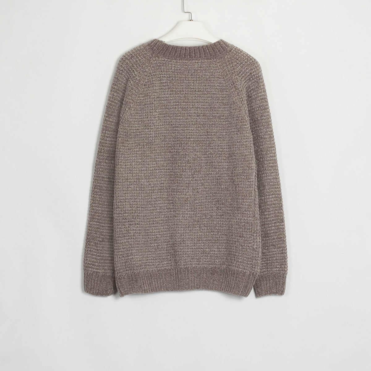 Long Sleeve Plain Knit Casual Sweater