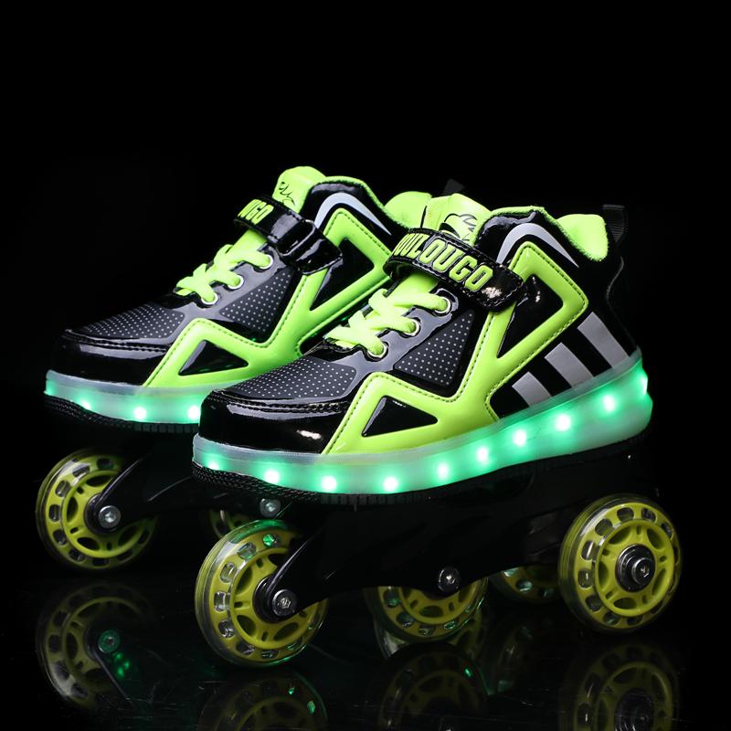 Outlet26 Roller Skates Shoes Rechargable LED - kids Blue